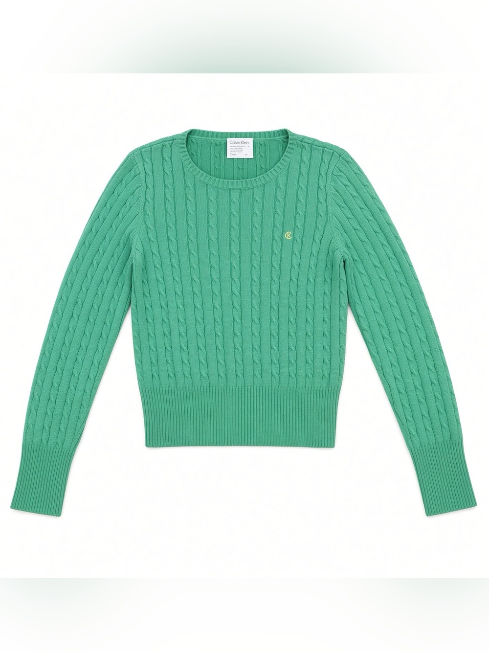 Calvin Klein Mint Green Cable Crewneck Sweater